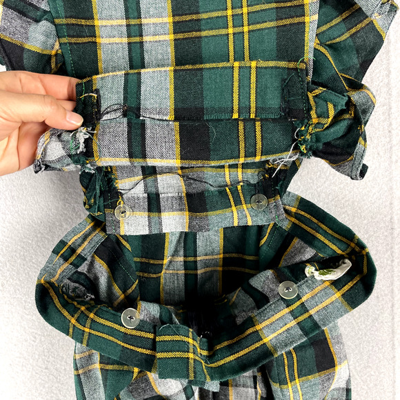 Vintage Tartan Ruffle Pinafore Dress Womens XS Maxi Plaid Scottish Academia Twee - Picture 14 of 16